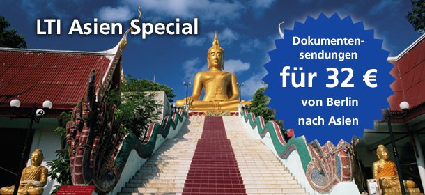LTI Asia Special Dokumentsendungen für 32 Euro von Berlin nach Asien